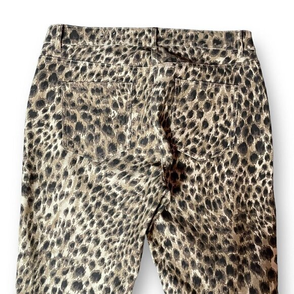 J McLaughlin Womens Baxter Safari Jean Sz 10 Tan Brown Animal Print Skinny Slim - Picture 9 of 10